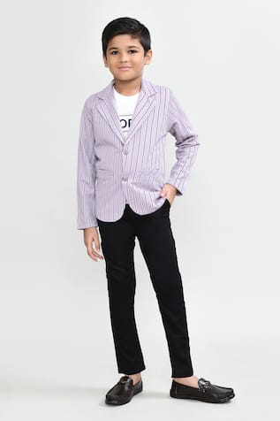 Petite Pomme Purple Striped Blazer Set 