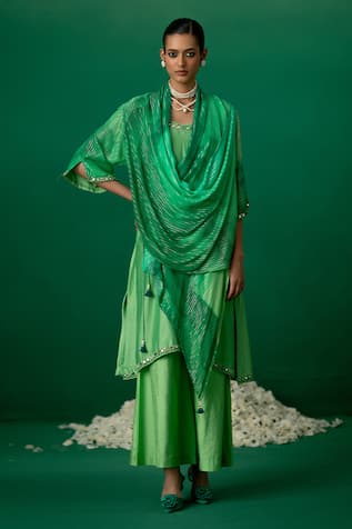 Shashank Arya Ombre Floral Chanderi Kurti Set 