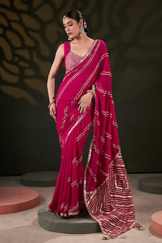 Muskann Kapadiaa Rose Pink Gota Patti Saree Set 