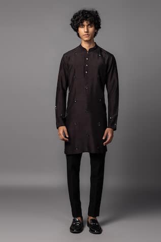 PAARSH Floral Embroidered Brown Kurta Set 