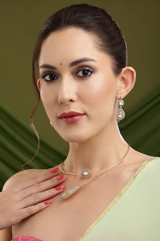 Ruby Raang Antique Finish Earrings and Necklace set 