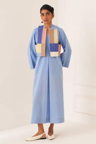 Multicolor Cotton Aline Dress Set 