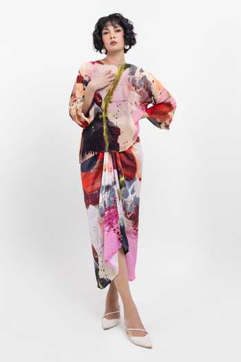 Pop Sugar Artistic Abstract Print Sheer Top 