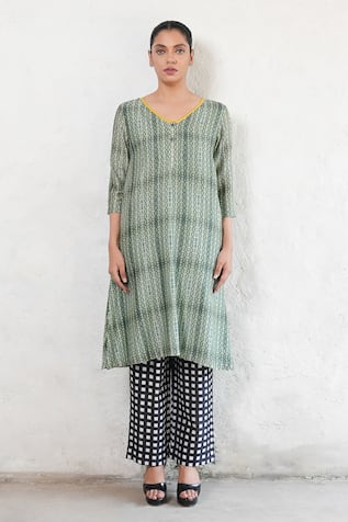 Saksham & Neharicka Olive Green Designer Kurta Set 