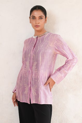 Saksham & Neharicka Hand Embroidered Cotton Silk Shirt 