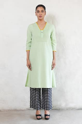 Saksham & Neharicka Hand Embroidered Mint Green Kurta Set 