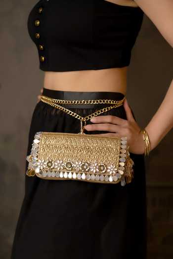 Bhavna Kumar Gold Woven Silk Designer Clutch 