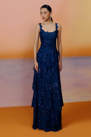 Mishru Navy Blue Designer Mischa Gown 
