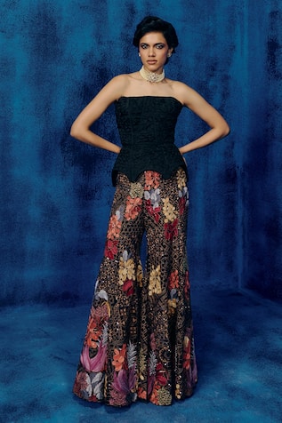 Mishru Black Organza Ole Pants Set 