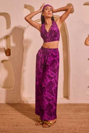 Nitara Dhanraj Label Iris Purple Designer Top & Pant Set 