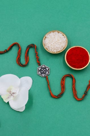 Tribal Hexa Silver Rakhi 