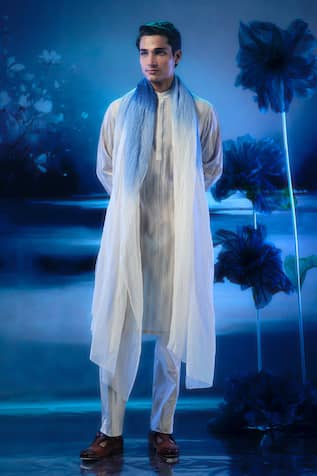 Mandira Wirk - Indian Ivory Chanderi Kurta Set With Dupatta 