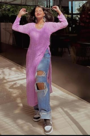 LABEL AISHWARYRIKA Ombre Chikankari Kurta Palazzo Set 