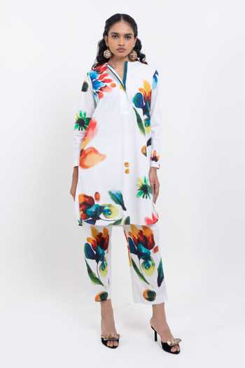 Pop Sugar Hand Printed Floral Kurta & Pant Set 