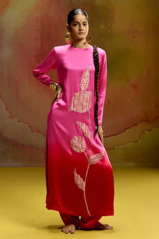 Kavitha Gutta Ombre Pink & Red Kurta Pant Set 