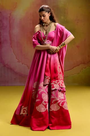 Kavitha Gutta Red Petal Satin Lehenga Set 