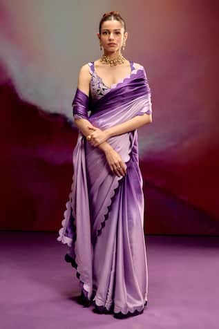 Kavitha Gutta Lavender Ombre Saree With Scalloped Blouse 