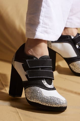 Tiesta Black sneaker heels Designer Black Glitter Sneaker Heels 