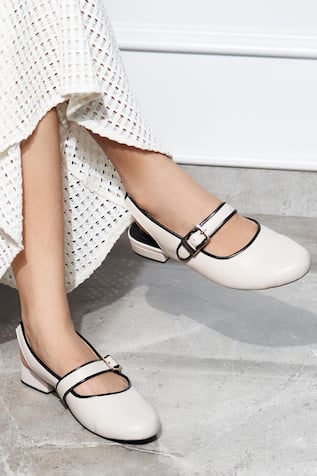 Sling Black White Ballerinas 