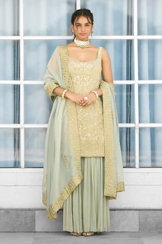 SHASHA GABA Hand Embellished Kurta Sharara Set 