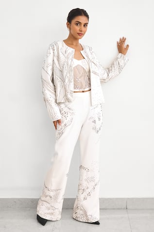 SHASHA GABA Aurora Ivory Jacket Pant Set 