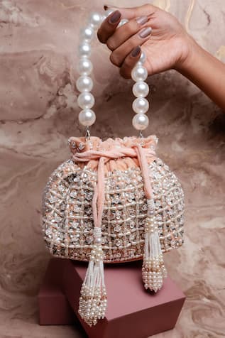 Nayaab By Sonia Flower Bed Blush Pink Potli 