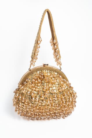 Nayaab By Sonia Dangling Bead & Sequin Clutch 