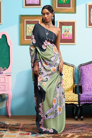 Papa Don't Preach Multi Color Printed Satin Linen Dress 