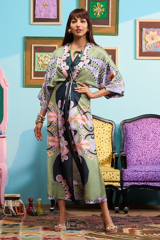 Papa Don't Preach Multi Color Printed Dress & Slip Set 