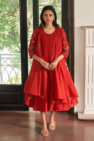 Vaayu Poppy Applique Jacket Dress 