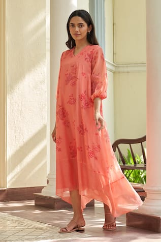 Vaayu Hibiscus Pintuck Dress 