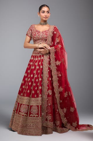 Azeera Embroidered Red Lehenga Set 