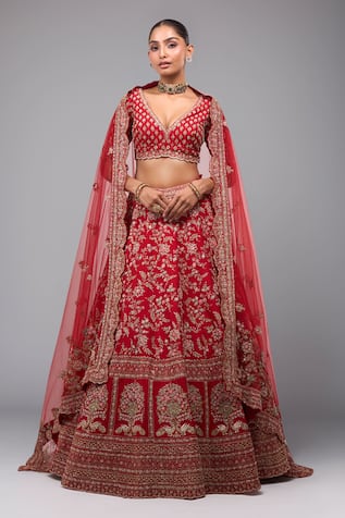 Azeera Embroidered Red Lehenga Set 