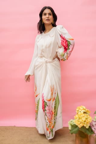 Meher By Islie Floral Printed Designer Dress 