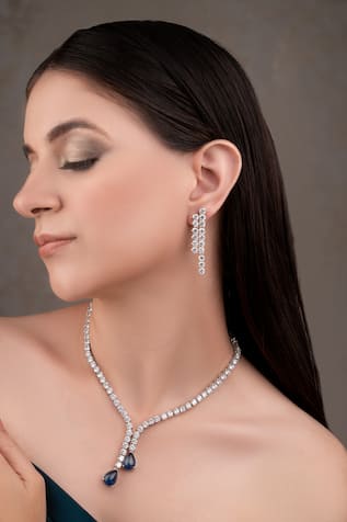 Royal Blue Designer Necklace & Earring Set 