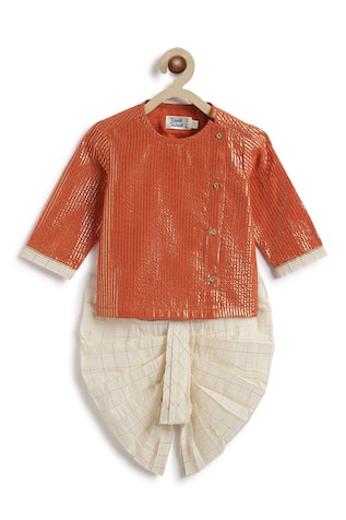 Tiber Taber Designer Orange Kurta & Dhoti Pant Set 