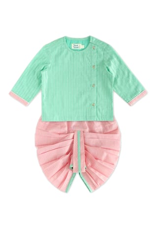 Tiber Taber Green Designer Kurta & Dhoti Pant Set 