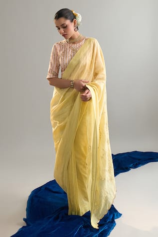 Anantaa By Roohi X AZA Yellow Embroidered Saree & Blouse Set 