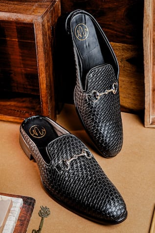 Black Textured Patent Flatforms 