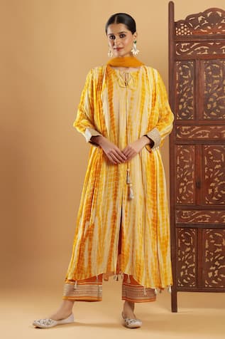 Bha Sha Marigold Yellow Gotta Patti Kurta Set 