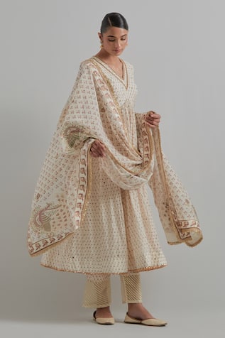 Ikshita Choudhary Chanderi Block Print Anarkali Set 