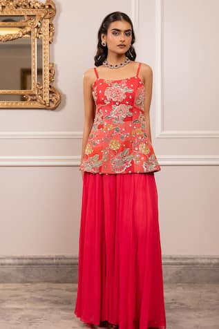 Paulmi And Harsh Floral Printed Kurta Palazzo Set 