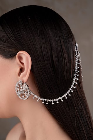 Designer Silver Ear Chain 