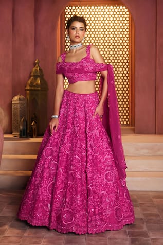 Aneesh Agarwaal Fuschia Designer Lehenga Set 