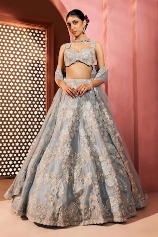 Aneesh Agarwaal Light Blue Designer Lehenga Set 