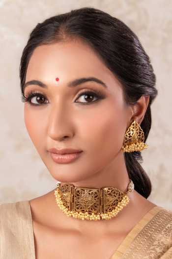 Anana Gold Plated Choker Necklace & Earring Set 