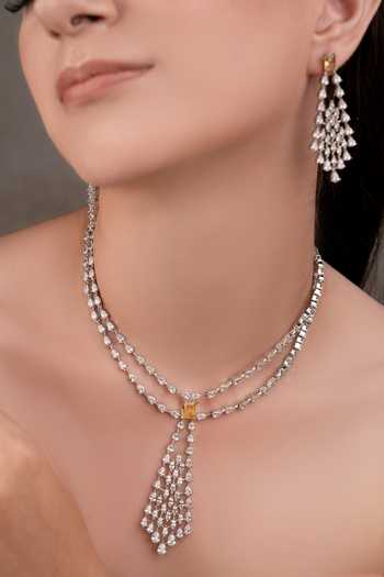 Anana Silver Plated Necklace & Earrings Set 