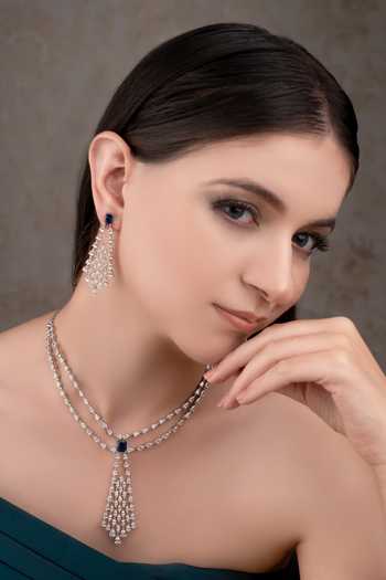 Anana Royal Blue Designer Necklace & Earrings Set 