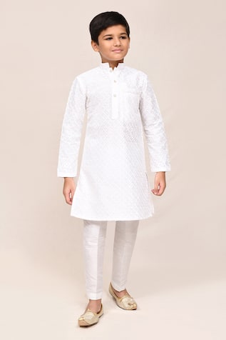 White Embroidered Kurta Pant Set 