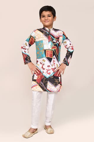 Petite Pomme Multicolour Digital Print Kurta & Pant Set 